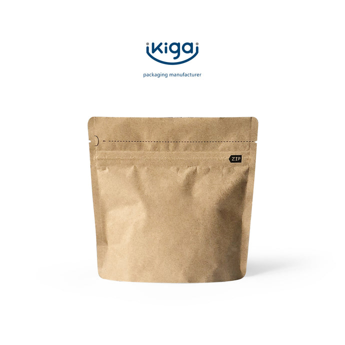 Natural Kraft Paper Stand up Zipper Pouch with Valve