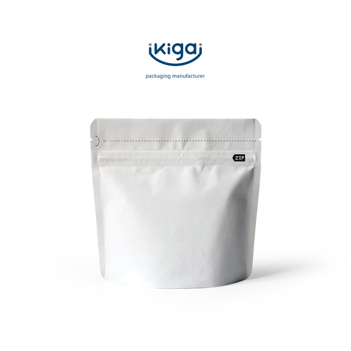 White Kraft Paper Stand up Zipper Pouch with Valve