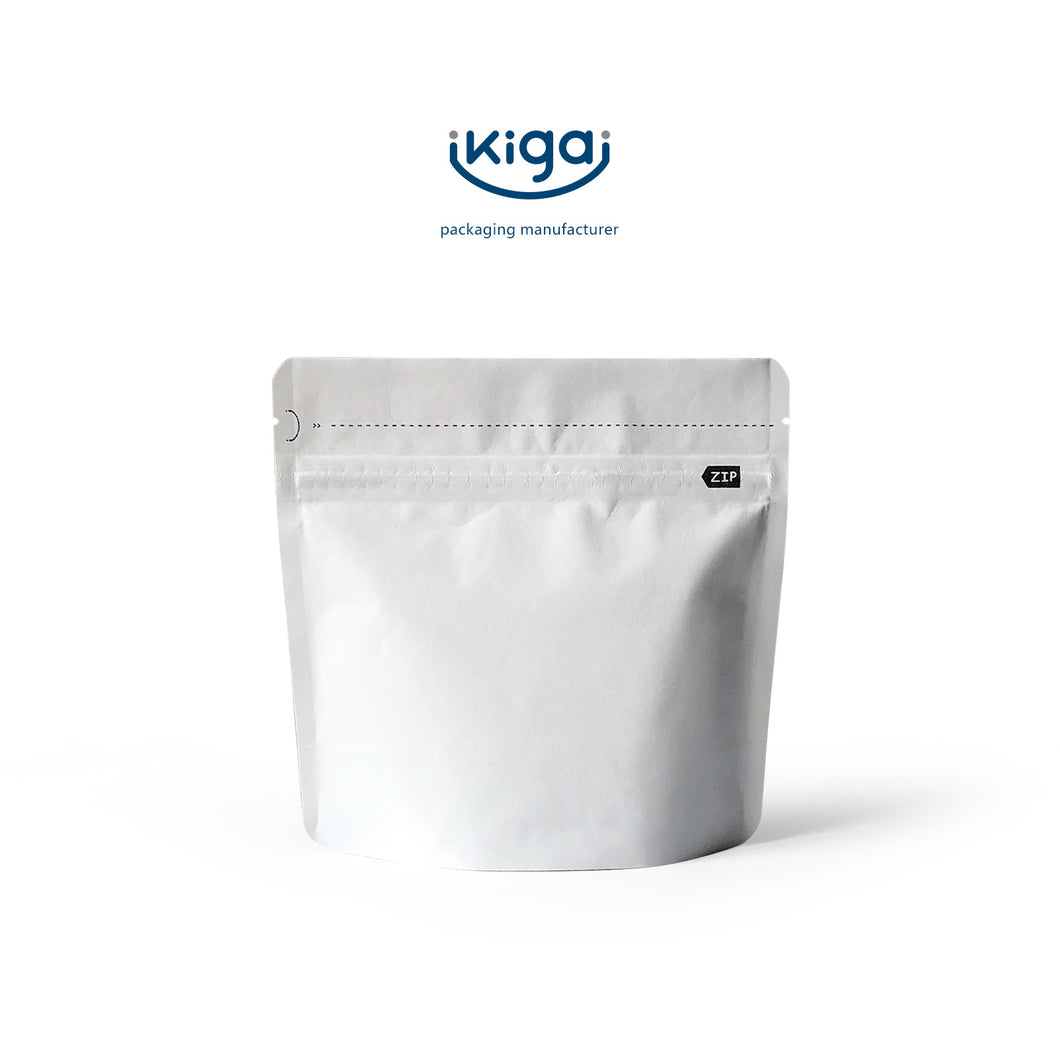 White Kraft Paper Stand up Zipper Pouch with Valve